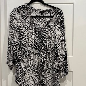 Talbots Black and White Dot Print Peasant Blouse